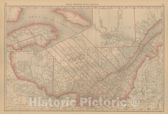 Historic Map : Business Atlas of the USA, Quebec 1877 , Vintage Wall Art