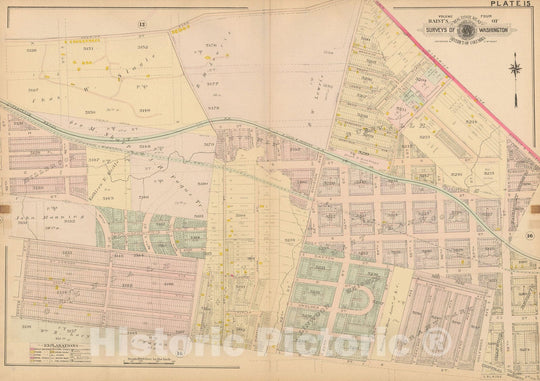 Historic Map : Atlas of Washington D.C. Volume 4 (NE, SE), Washington 1907 Plate 015 , Vintage Wall Art