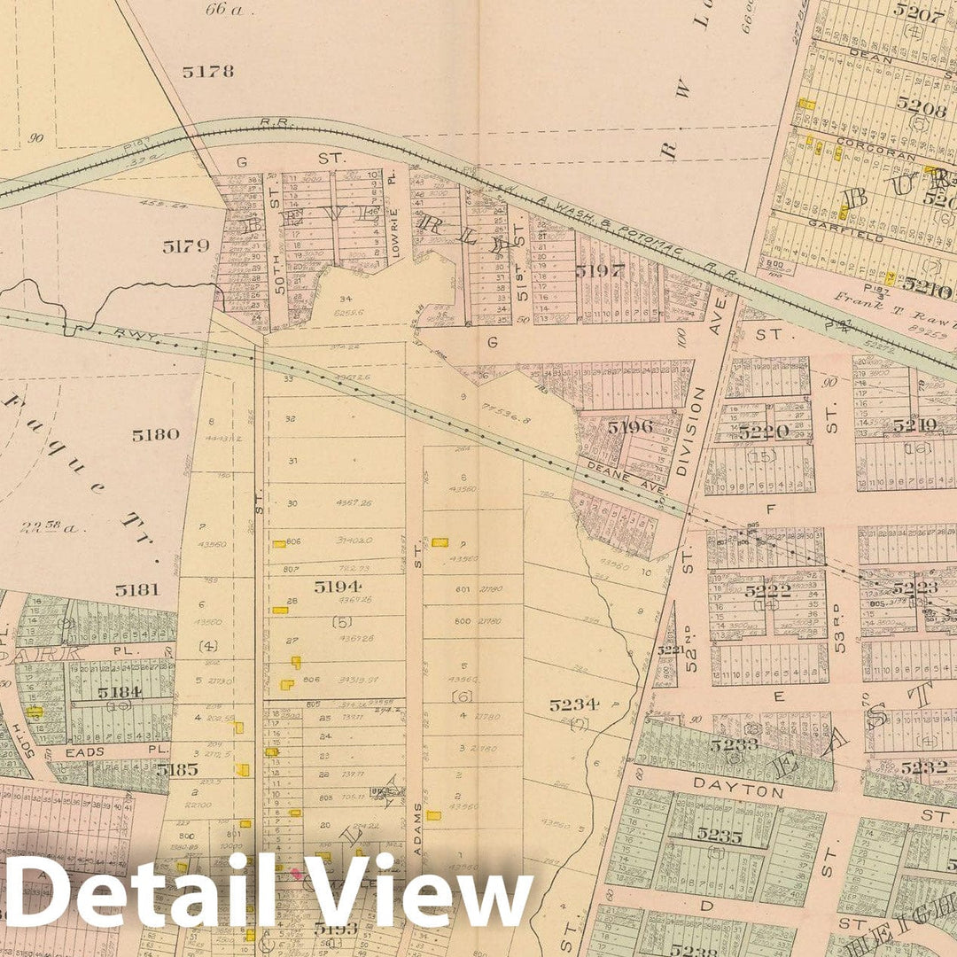 Historic Map : Atlas of Washington D.C. Volume 4 (NE, SE), Washington 1907 Plate 015 , Vintage Wall Art