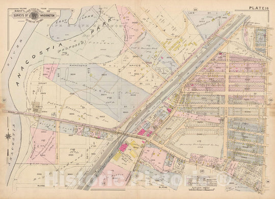 Historic Map : Atlas of Washington D.C. Volume 4 (NE, SE), Washington 1927 Plate 014 , Vintage Wall Art