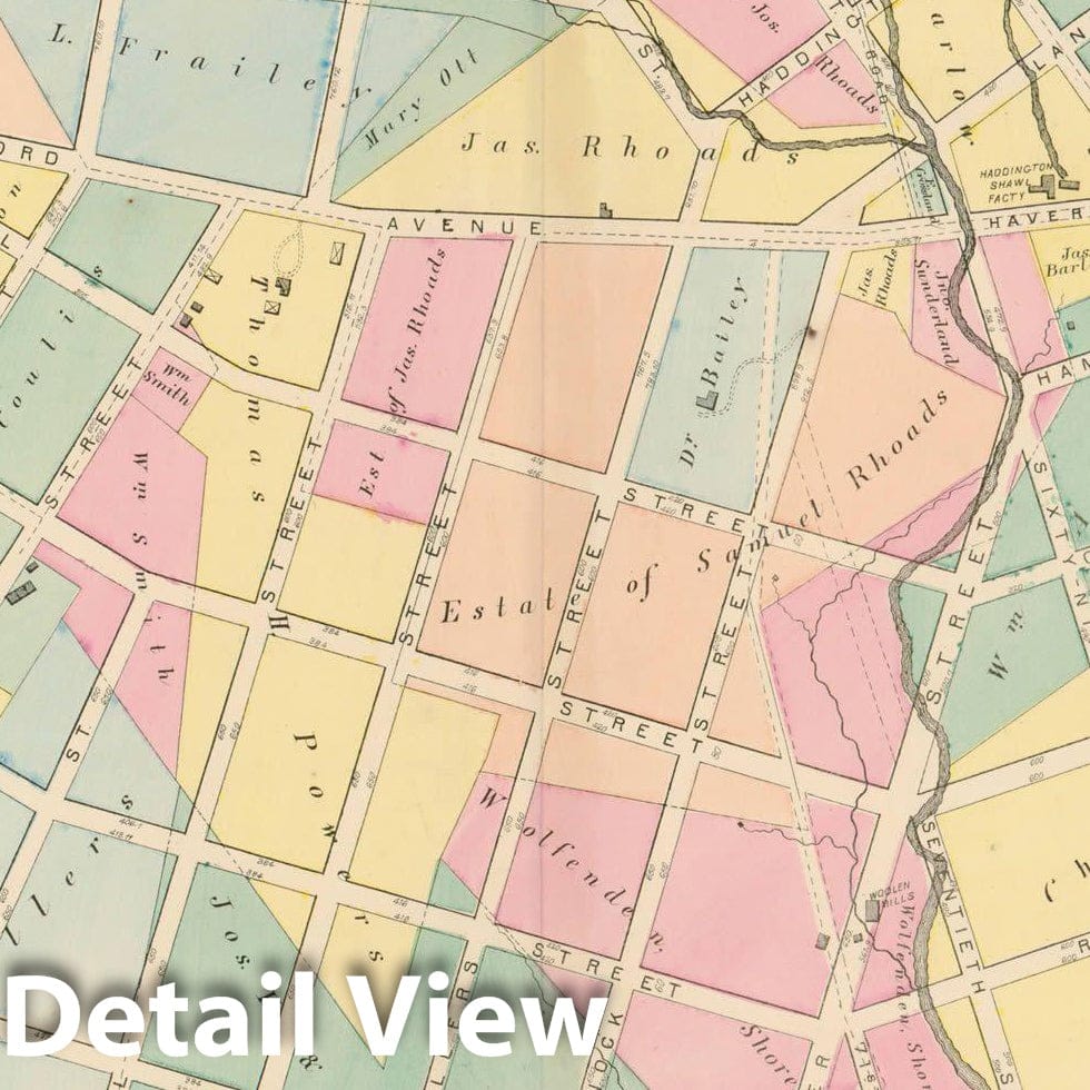 Historic Map : Atlas of West Philadelphia including the 24th & 27th Wards of the City of Philadelphia, West Philadelphia 1872 Plate K , Vintage Wall Art