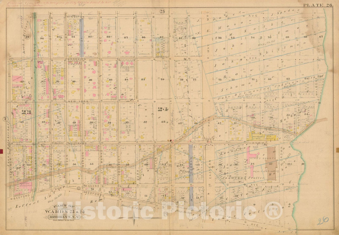 Historic Map : Robinson's Atlas City of Brooklyn, NY, Brooklyn 1886 Plate 026 , Vintage Wall Art