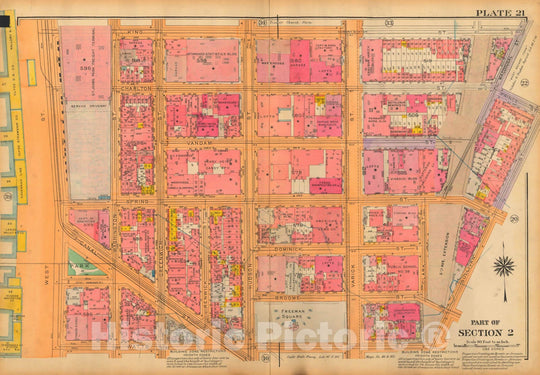 Historic Map : Atlas City of New York, Borough of Manhattan, Volume One, Battery to 14th Street, Manhattan 1922 Plate 021 , Vintage Wall Art