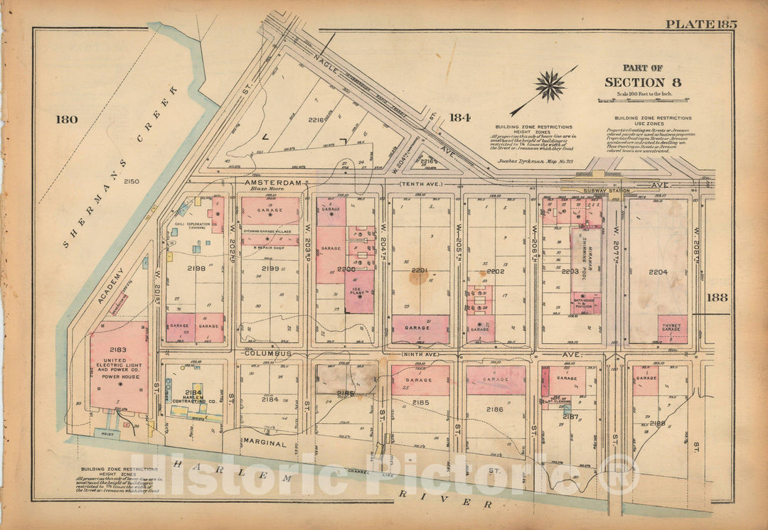 Historic Map : Land Book of the Borough of Manhattan, City of NY, Manhattan 1925 Plate 185 , Vintage Wall Art