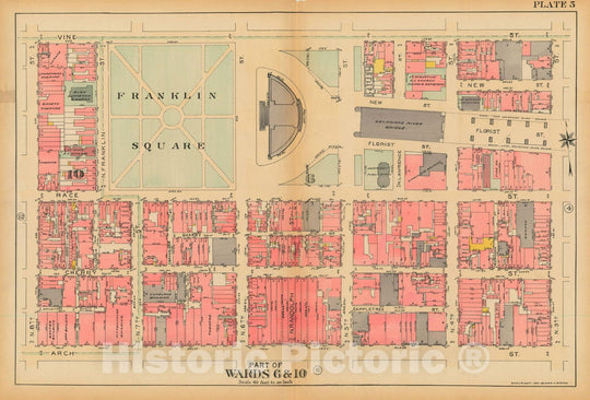 Historic Map : Philadelphia 1927 Plate 005 , Atlas 5th to 10th Wards of the City of Philadelphia , Vintage Wall Art