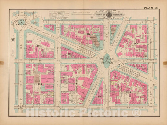 Historic Map : Atlas of Washington D.C. Volume 1 (Inner NW), Washington 1939 Plate 021 , Vintage Wall Art