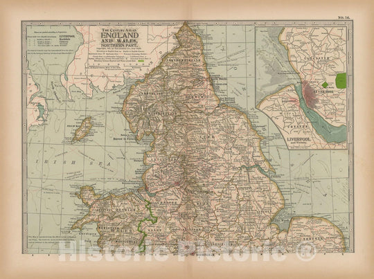 Historic Map : England & Wales 1897 , The Century Atlas World , Vintage Wall Art