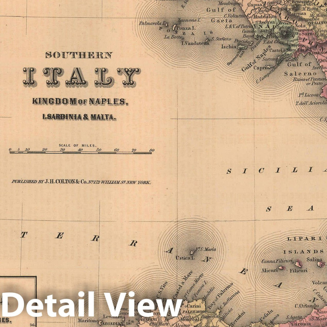 Historic Map : General Atlas (Of The World), Italy 1857 , Vintage Wall Art