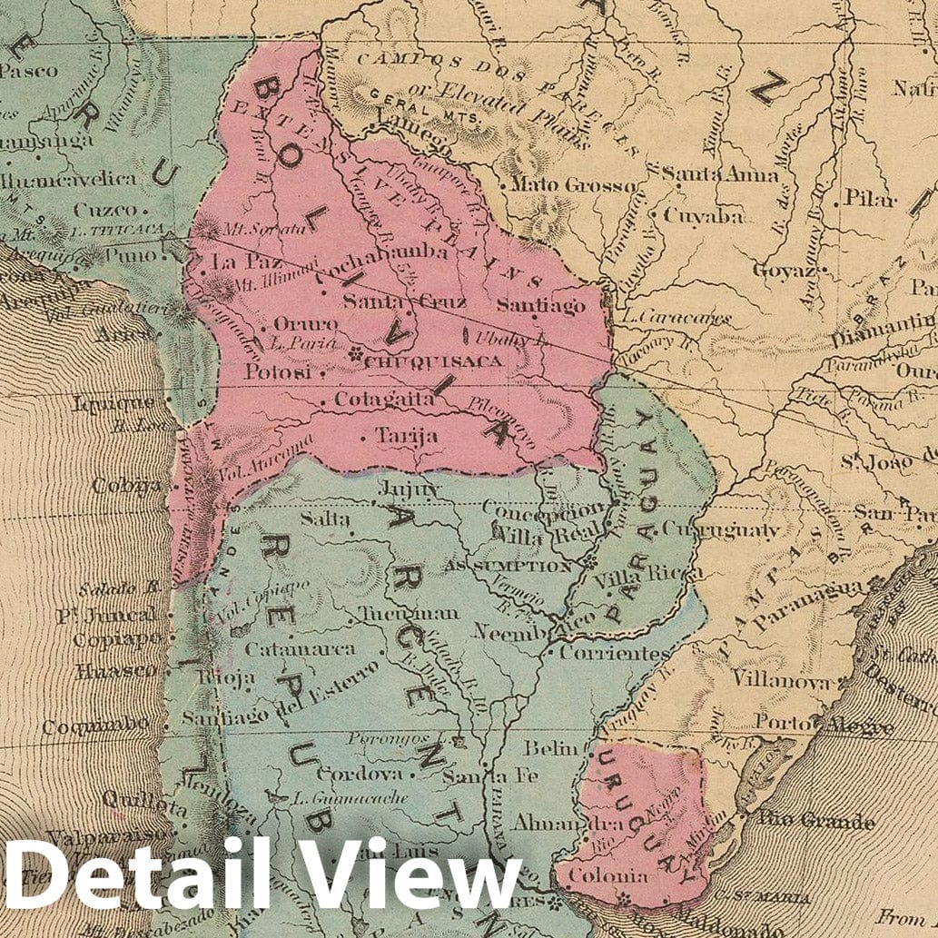 Historic Map : McNally's Improved System of Geography, South America 1856 , Vintage Wall Art