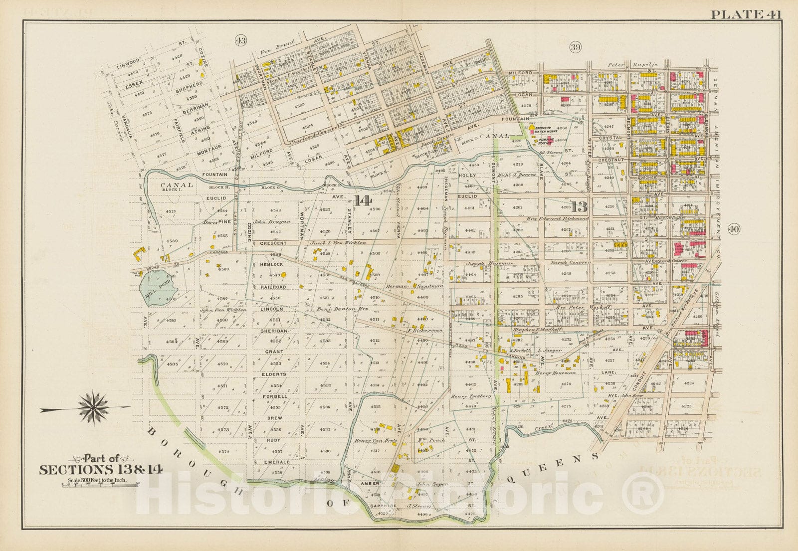 Historic Map : Vol. 1, Brooklyn 1908 Plate 041 , Atlas Borough of Brooklyn , Vintage Wall Art