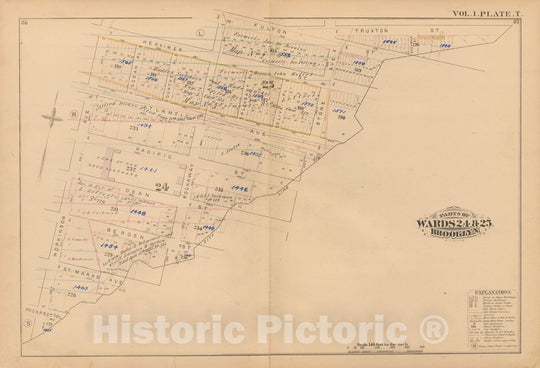 Historic Map : Atlas of Brooklyn Vol. 1, Brooklyn 1880 Plate T , Vintage Wall Art