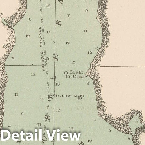 Historic Map : Mobile Bay 1893 Topographic Map , 13th Annual Report of the US Geological Survey , Vintage Wall Art