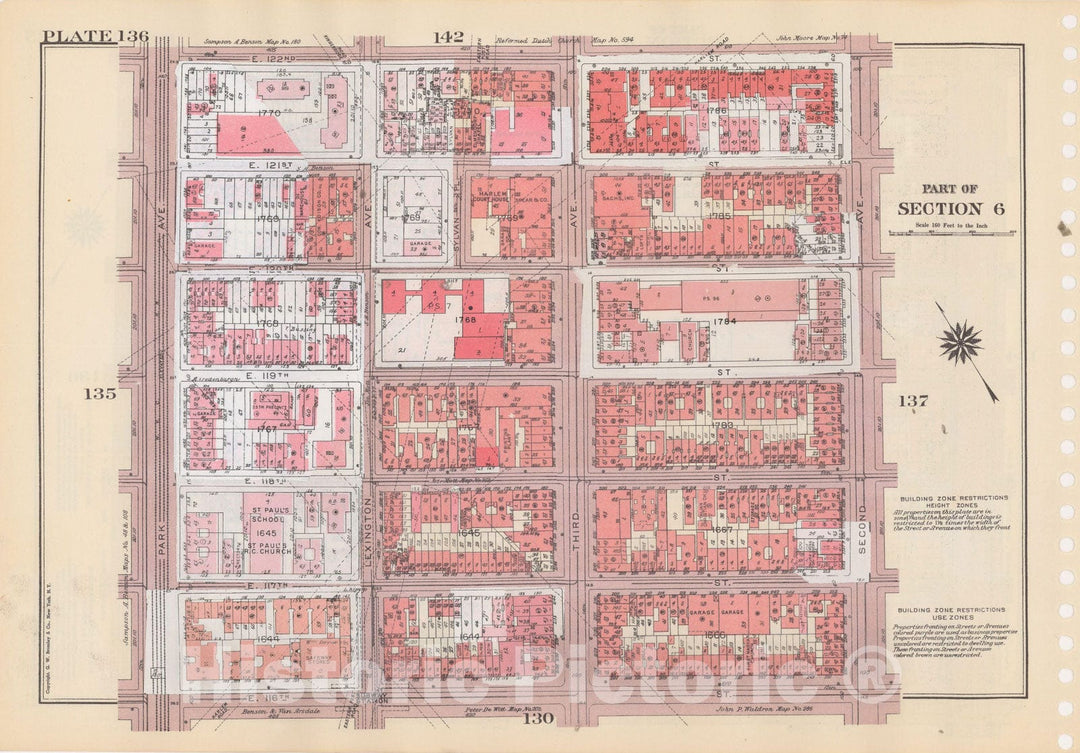 Historic Map : Manhattan Land Book 1955 - Updated Through Nov 7th, New York City 1975 Plate 136 , Vintage Wall Art