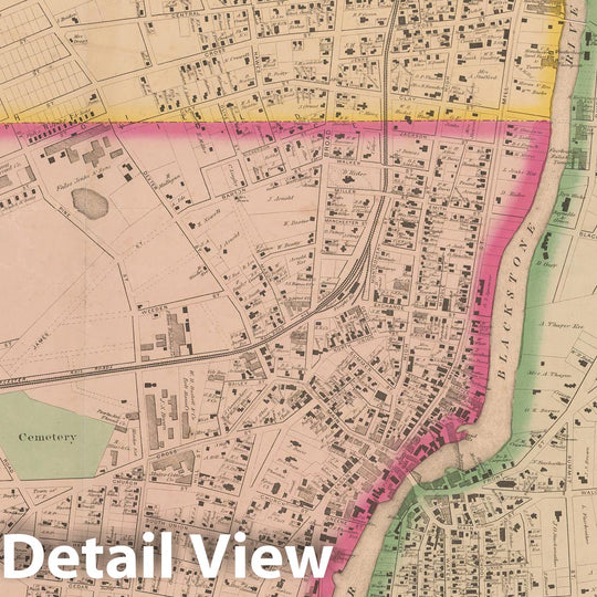 Historic Map : Atlas State of Rhode Island, Central Falls & Pawtucket 1870 , Vintage Wall Art