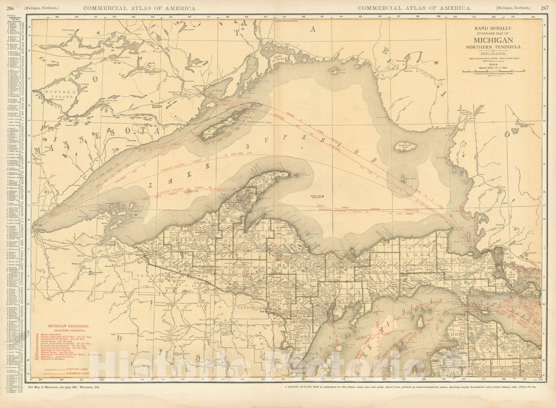 Historic Map : Michigan 1925 , Vintage Wall Art