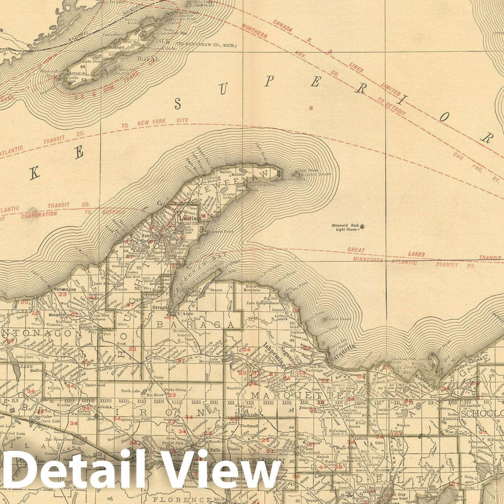 Historic Map : Michigan 1925 , Vintage Wall Art