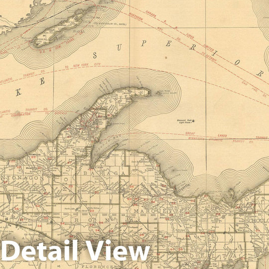 Historic Map : Michigan 1925 , Vintage Wall Art