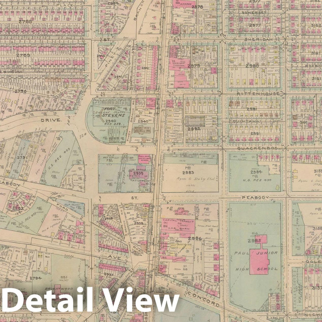 Historic Map : Atlas of Washington D.C. Volume 3 (Outer NW), Washington 1937 Plate 020 , Vintage Wall Art