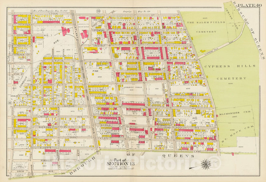 Historic Map : Vol. 1, Brooklyn 1908 Plate 040 , Atlas Borough of Brooklyn , Vintage Wall Art