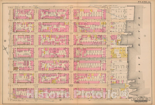 Historic Map : Atlas City of New York, Vol. 3; 16, Manhattan 1883 Plate 014 , Vintage Wall Art