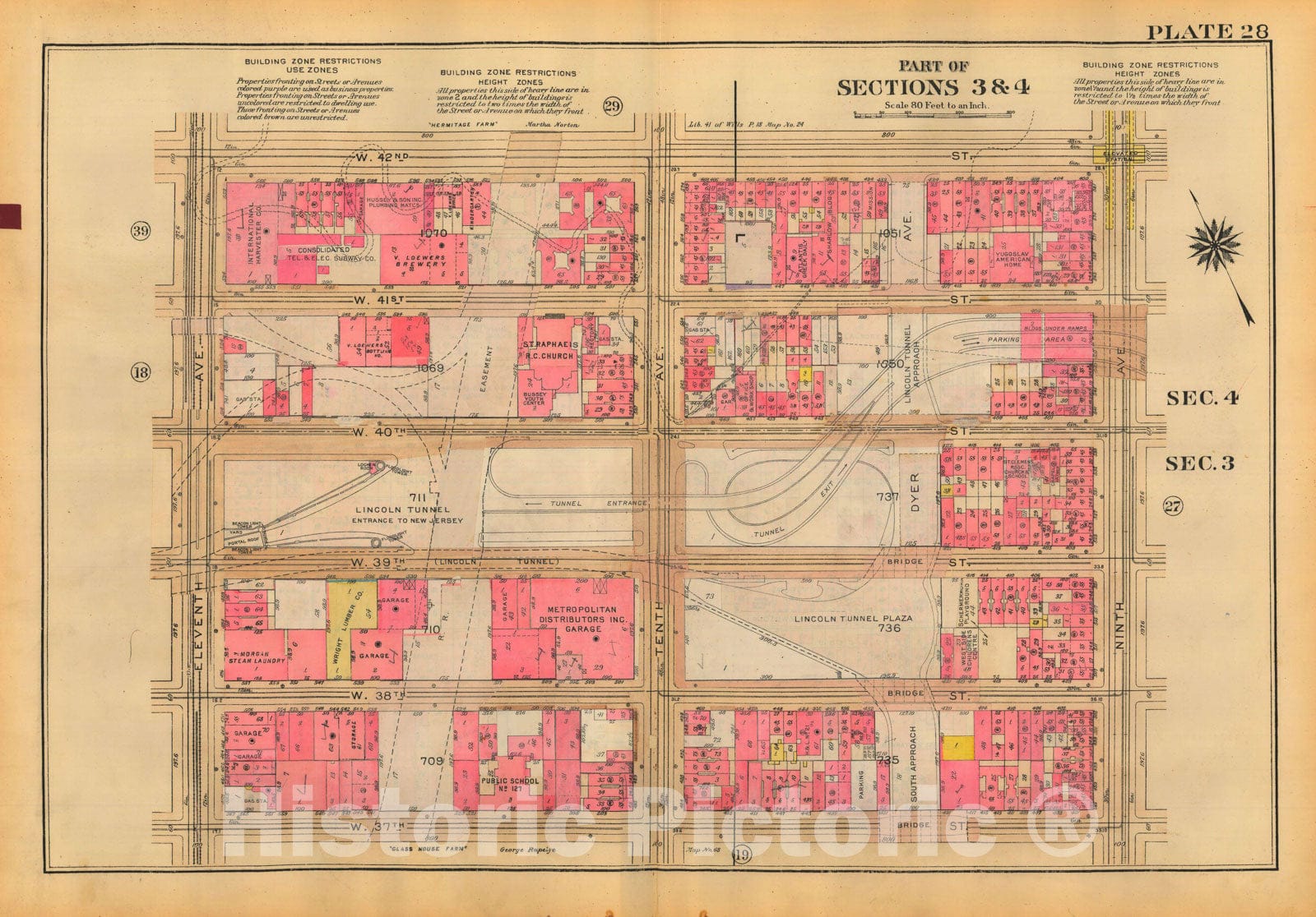 Historic Map : Atlas City of New York, Borough of Manhattan, Volume Two, 14th Street to 59th Street, Manhattan 1928 Plate 028 , Vintage Wall Art