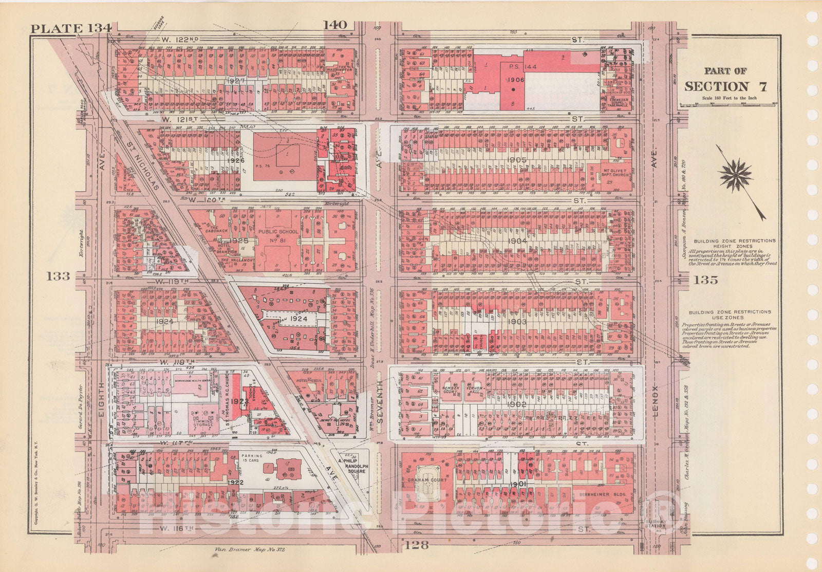 Historic Map : Manhattan Land Book 1955 - Updated Through Nov 7th, New York City 1975 Plate 134 , Vintage Wall Art