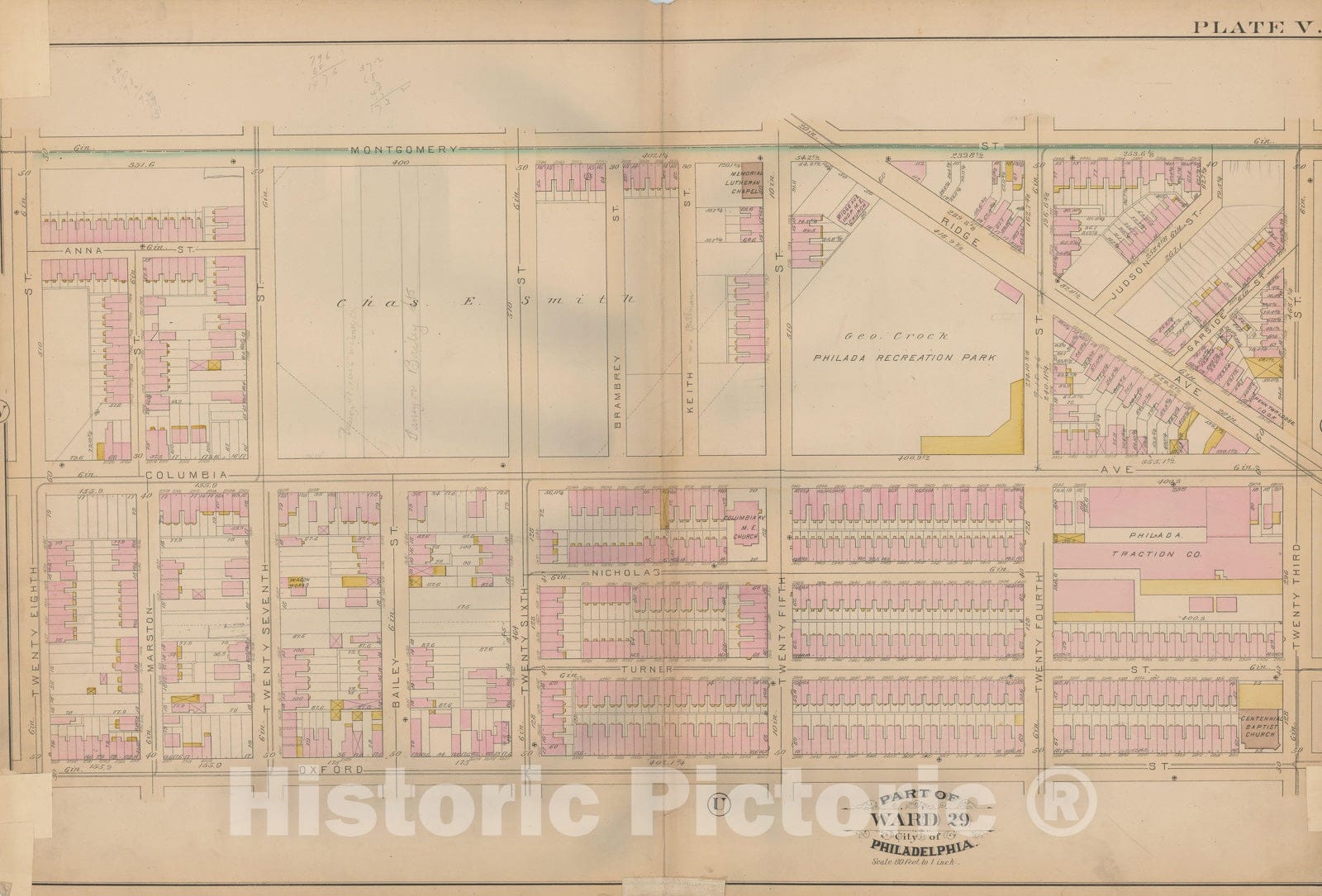 Historic Map : Atlas City of Philadelphia, Vol. 3, Philadelphia 1886 Plate V , Vintage Wall Art