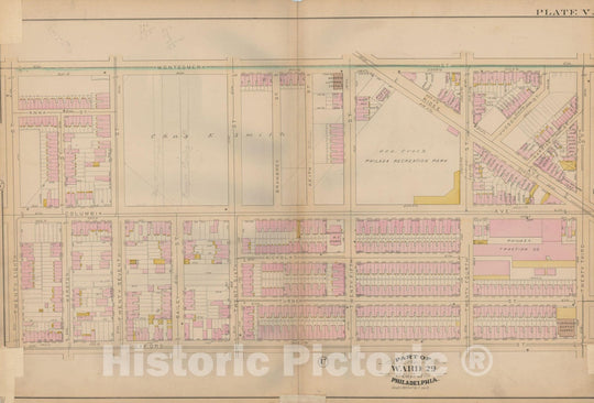 Historic Map : Atlas City of Philadelphia, Vol. 3, Philadelphia 1886 Plate V , Vintage Wall Art