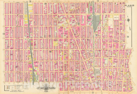 Historic Map : Baist's Property Atlas of Philadelphia, Philadelphia 1895 Plate 025 , Vintage Wall Art