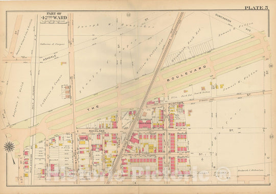 Historic Map : Atlas City of Philadelphia, 42nd Ward, Philadelphia 1913 Plate 005 , Vintage Wall Art