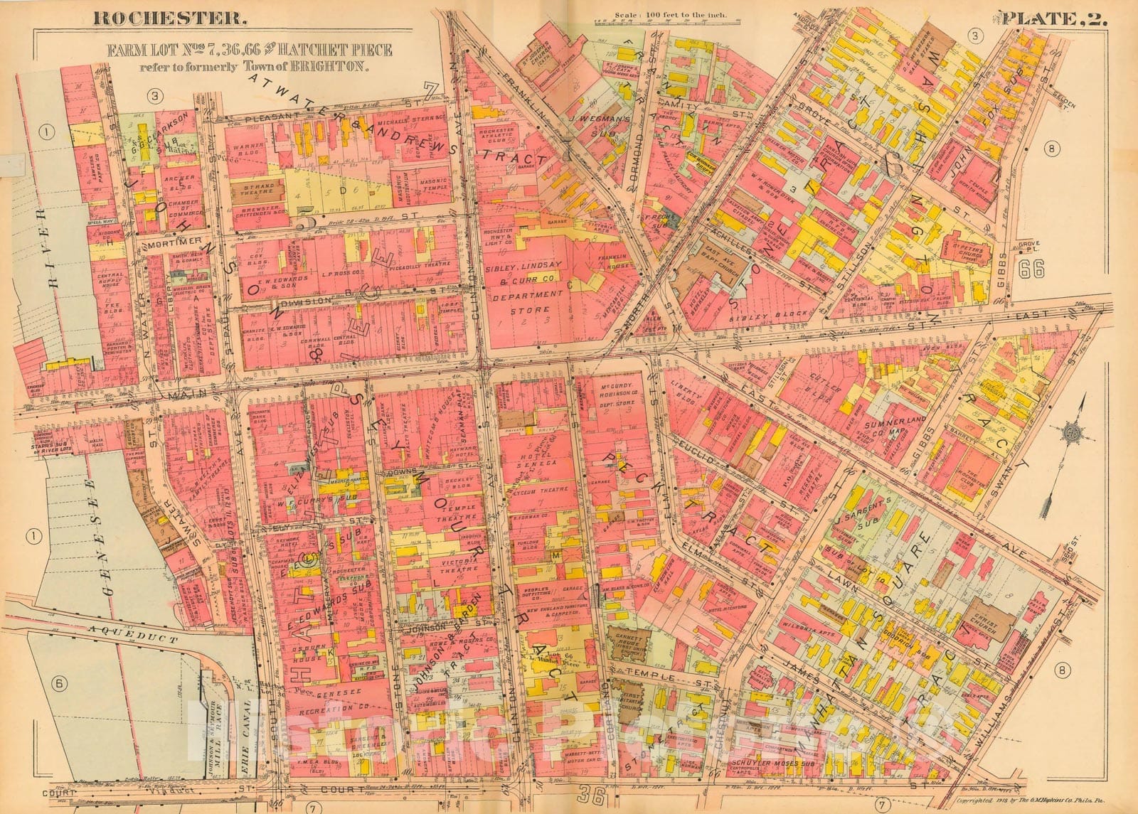 Historic Map : Plat Book of the City of Rochester New York and Vicinity, 1918 Plate 002 , Vintage Wall Art