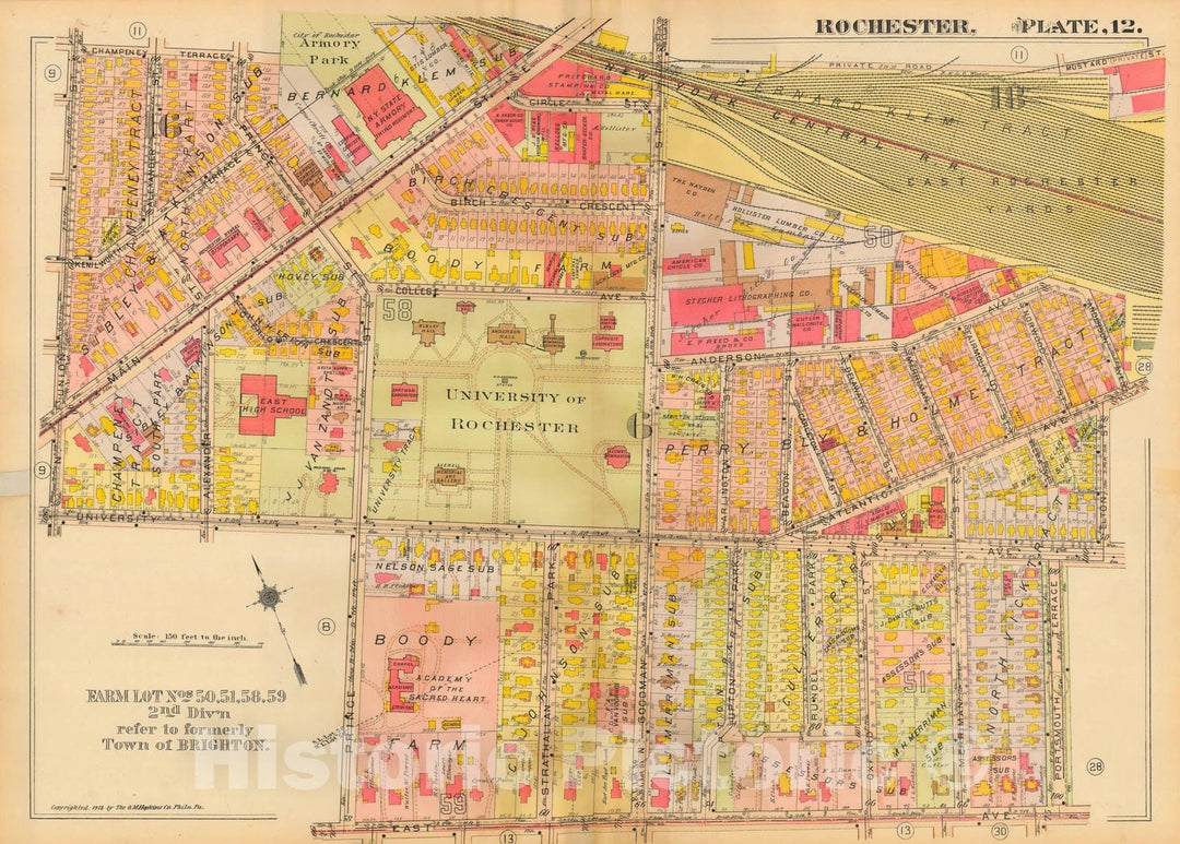 Historic Map : Plat Book of the City of Rochester New York and Vicinity, 1918 Plate 012 , Vintage Wall Art