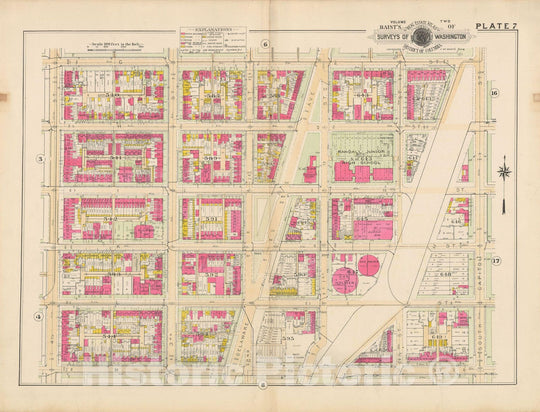 Historic Map : Atlas of Washington D.C. Volume 2 (NE, SE, SW), Washington 1928 Plate 007 , Vintage Wall Art