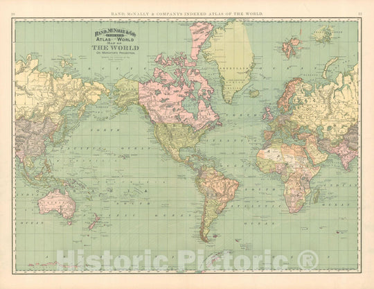 Historic Map : Rand McNally's Atlas World, World Map 1891 , Vintage Wall Art