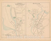 Historic Map : Brooklyn & Killingly & Putnam 1893 , Town and City Atlas State of Connecticut , Vintage Wall Art