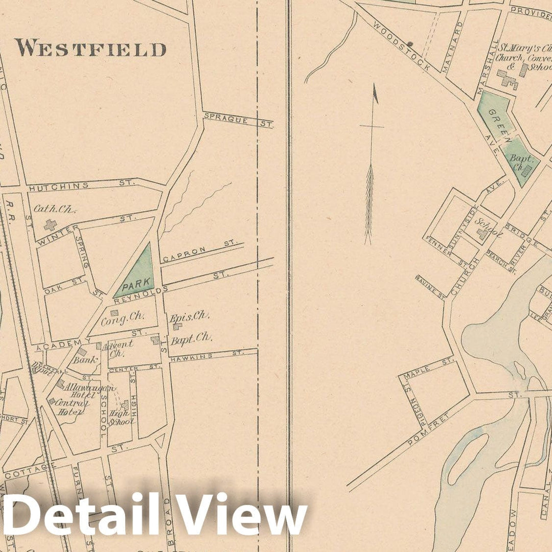 Historic Map : Brooklyn & Killingly & Putnam 1893 , Town and City Atlas State of Connecticut , Vintage Wall Art