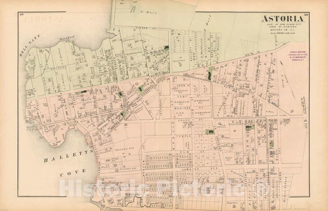 Historic Map : Atlas of Long Island, New York, World Map 1873 , Vintage Wall Art