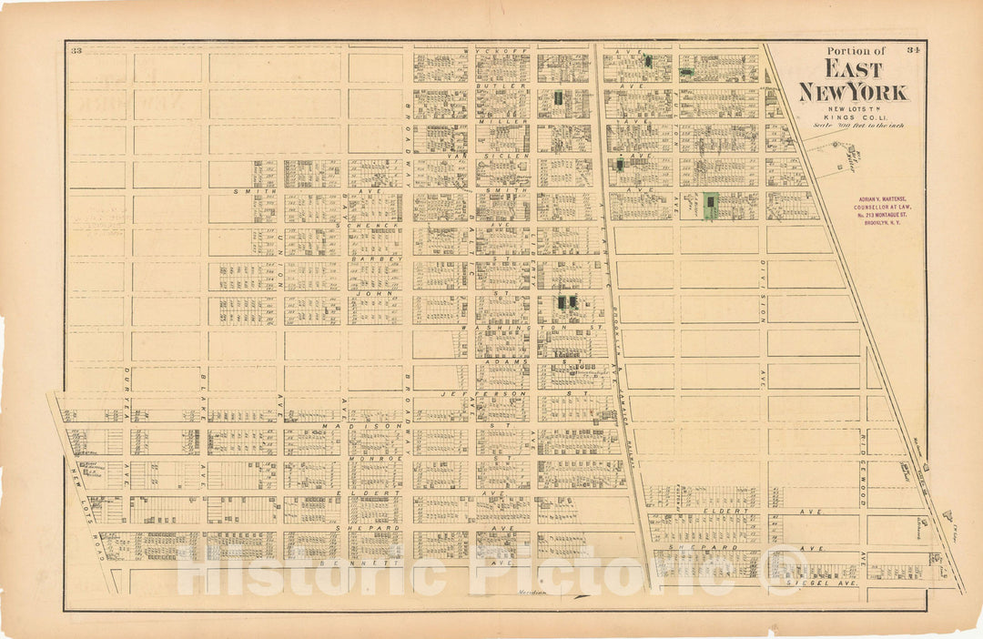 Historic Map : Atlas of Long Island, New York, Brooklyn & New Lots 1873 , Vintage Wall Art