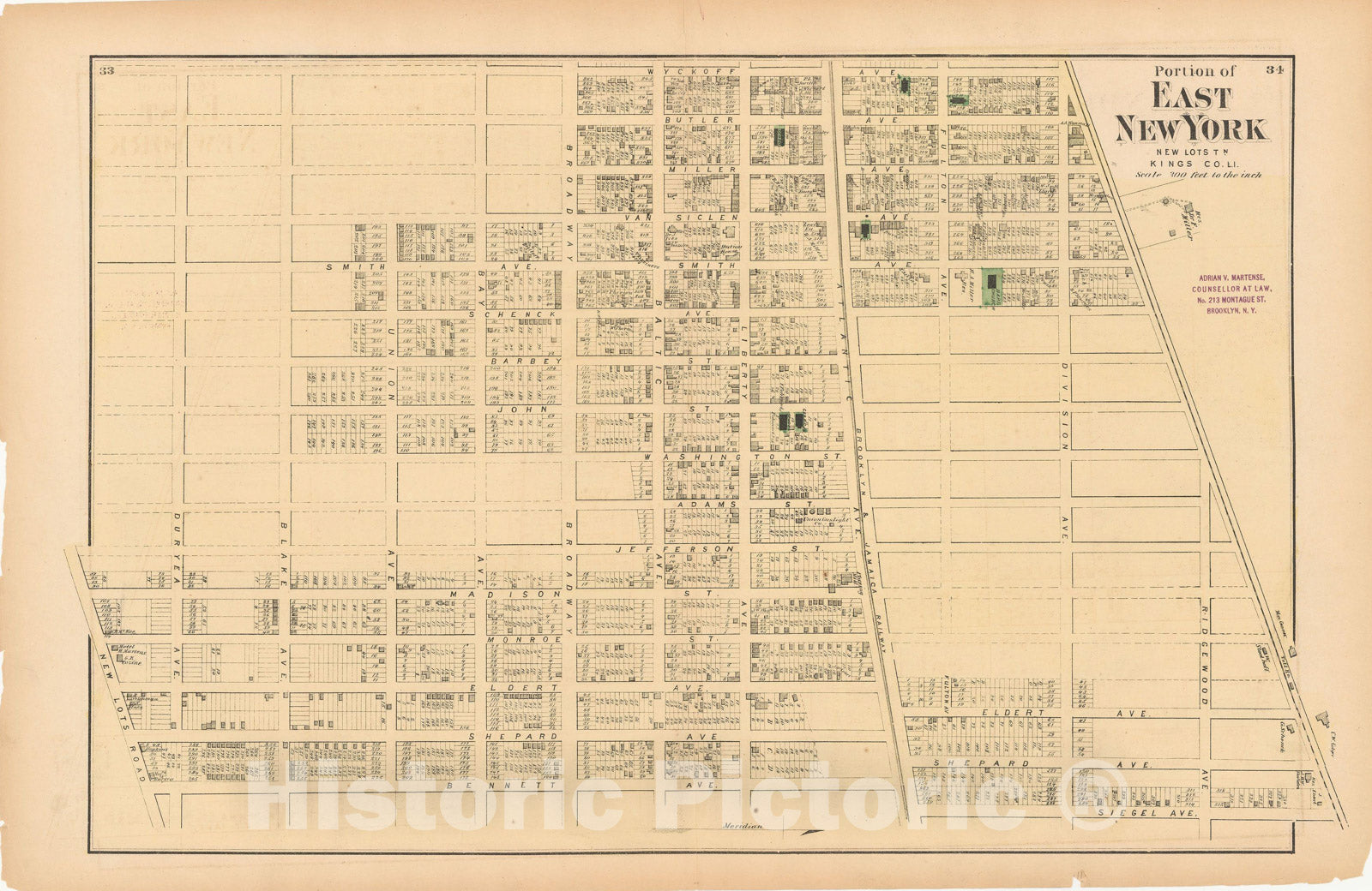 Historic Map : Atlas of Long Island, New York, Brooklyn & New Lots 1873 , Vintage Wall Art