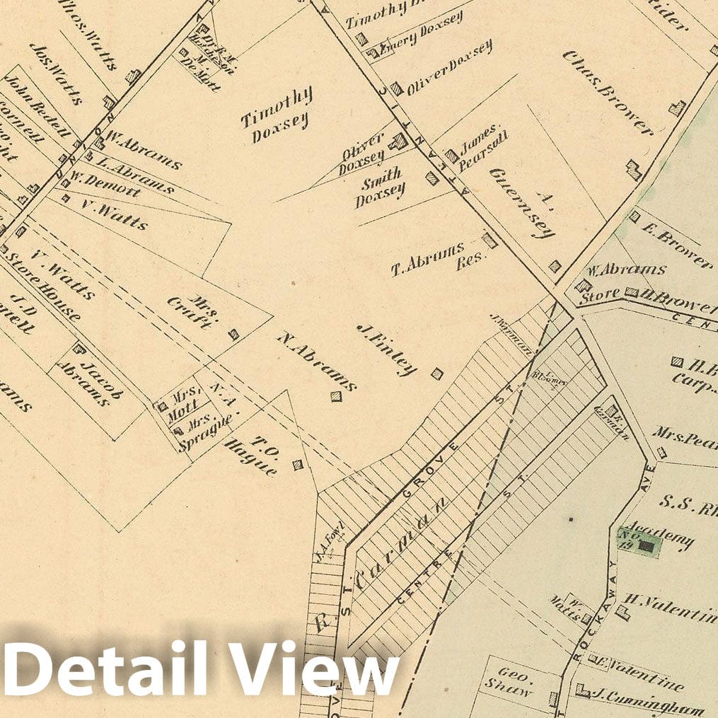 Historic Map : Atlas of Long Island, New York, Hempstead 1873 , v2, Vintage Wall Art