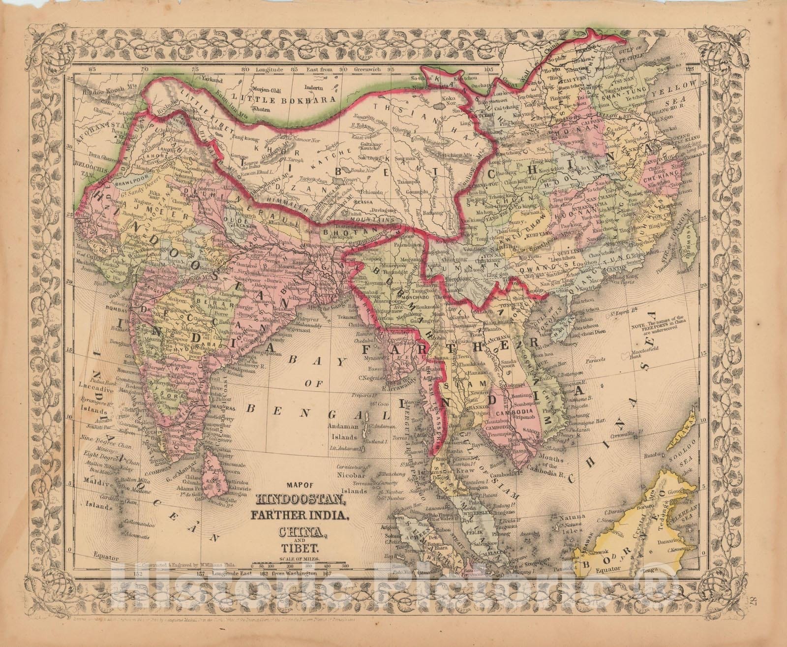 Historic Map : India & China 1867 , New General Atlas , Vintage Wall Art