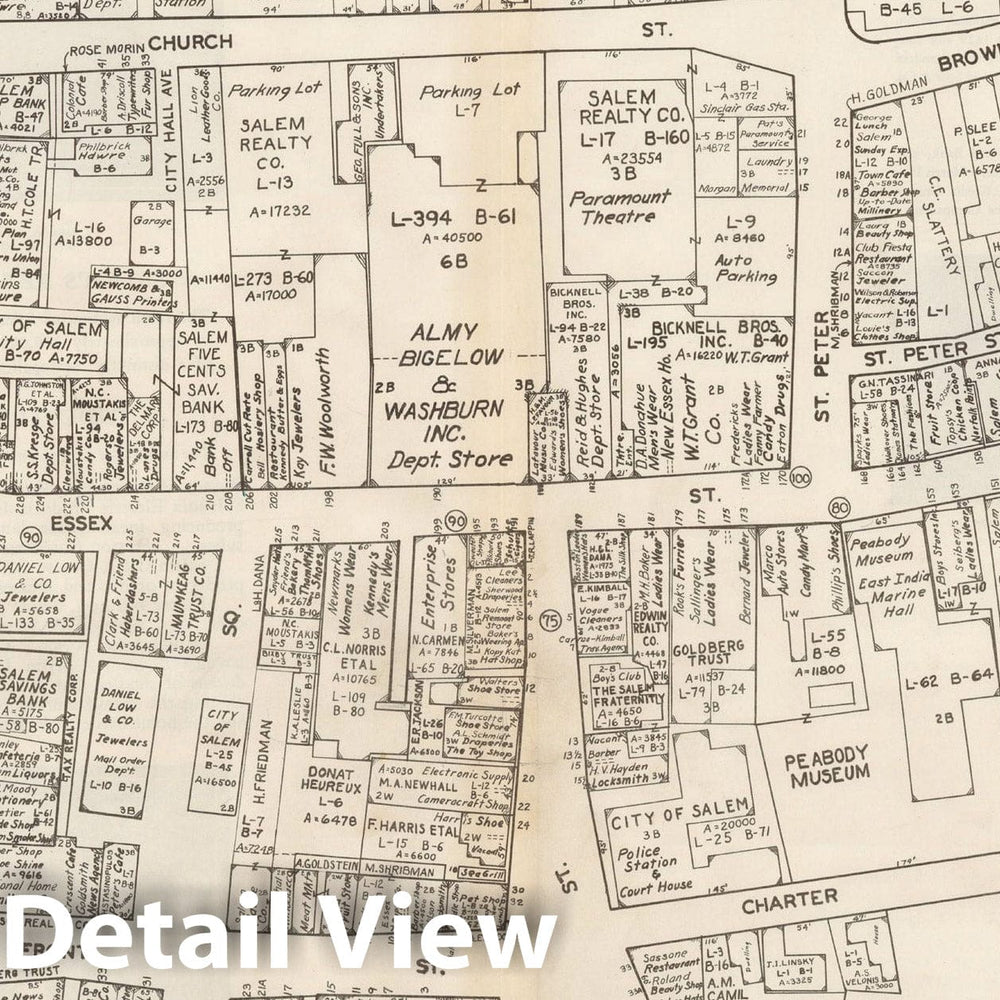 Historic Map : New England States Ed., Salem 1946 , Nirenstein's National Preferred Real Estate Locations of Business Properties , Vintage Wall Art