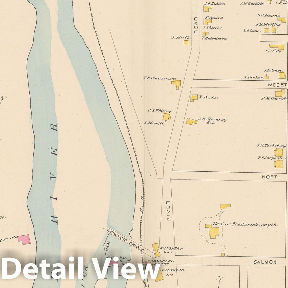 Historic Map : Manchester 1892 , Town and City Atlas State of New Hampshire , v3, Vintage Wall Art