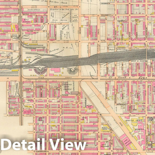 Historic Map : Baist's Property Atlas of Philadelphia, Philadelphia 1895 Plate 032 , Vintage Wall Art