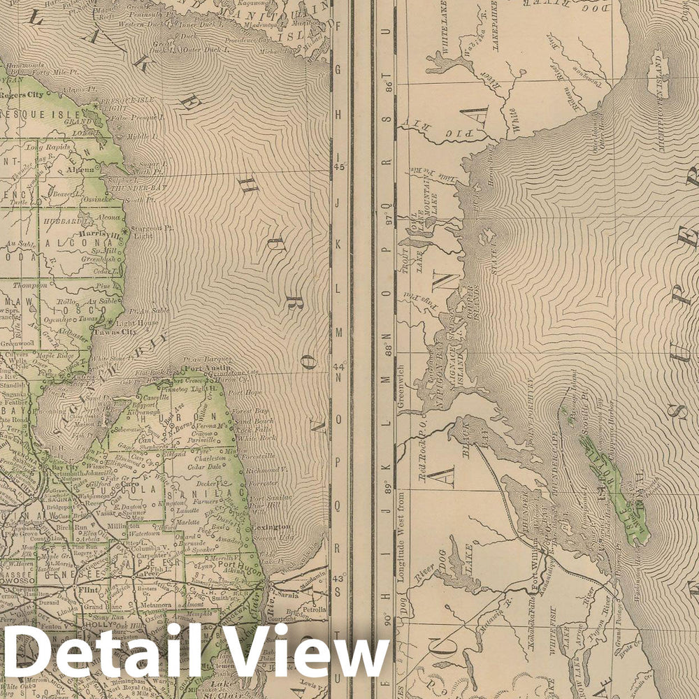 Historic Map : Michigan 1877 , Business Atlas of the USA , Vintage Wall Art