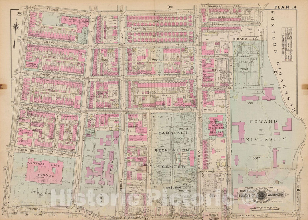 Historic Map : Atlas of Washington D.C. Volume 3 (Outer NW), Washington 1937 Plate 014 , Vintage Wall Art