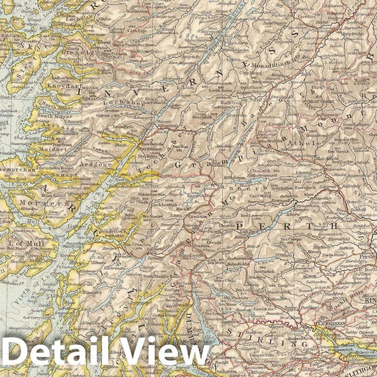 Historic Map : Scotland 1899 , Andrees Allgemeiner Handatlas , Vintage Wall Art