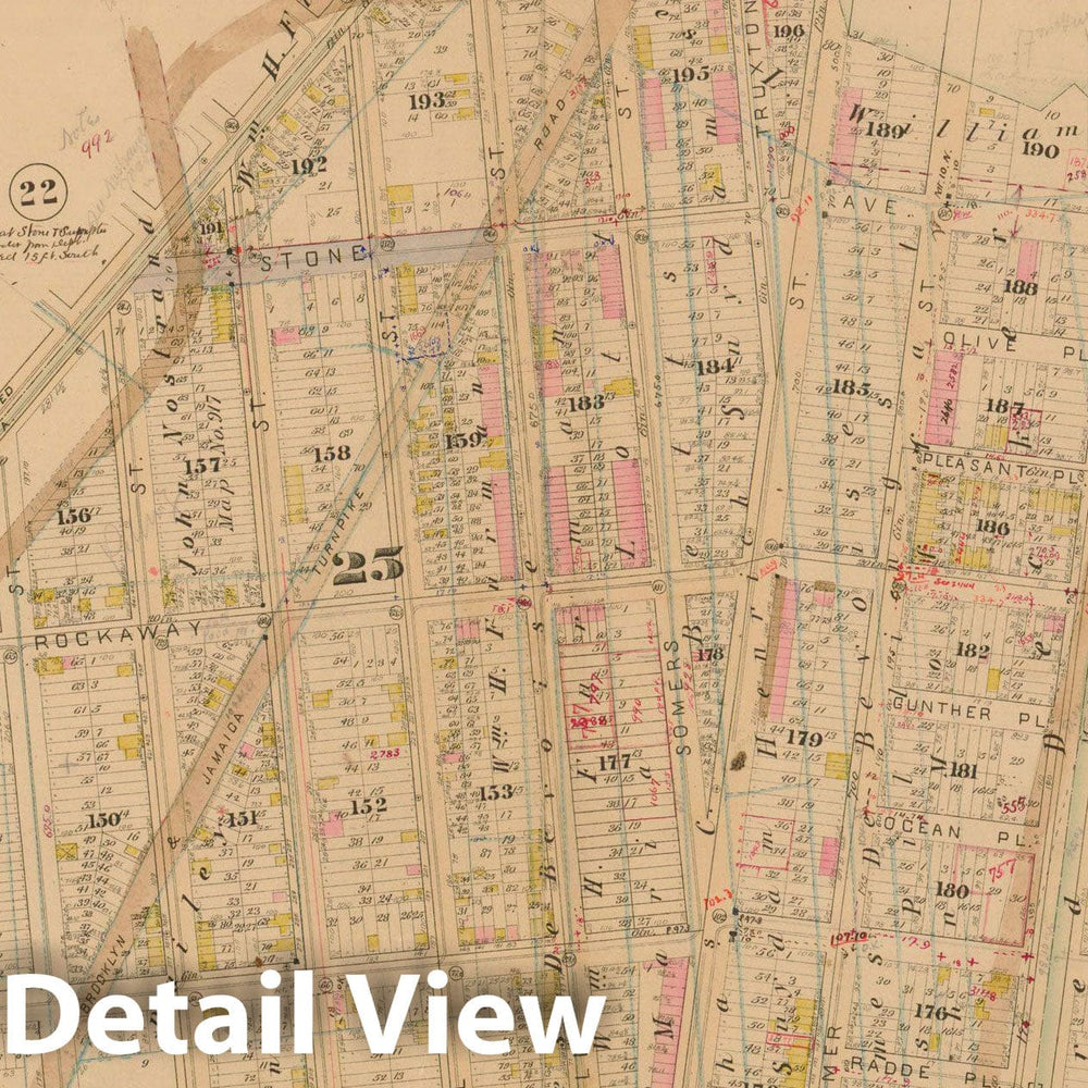 Historic Map : Robinson's Atlas City of Brooklyn, NY, Brooklyn 1886 Plate 023 , Vintage Wall Art