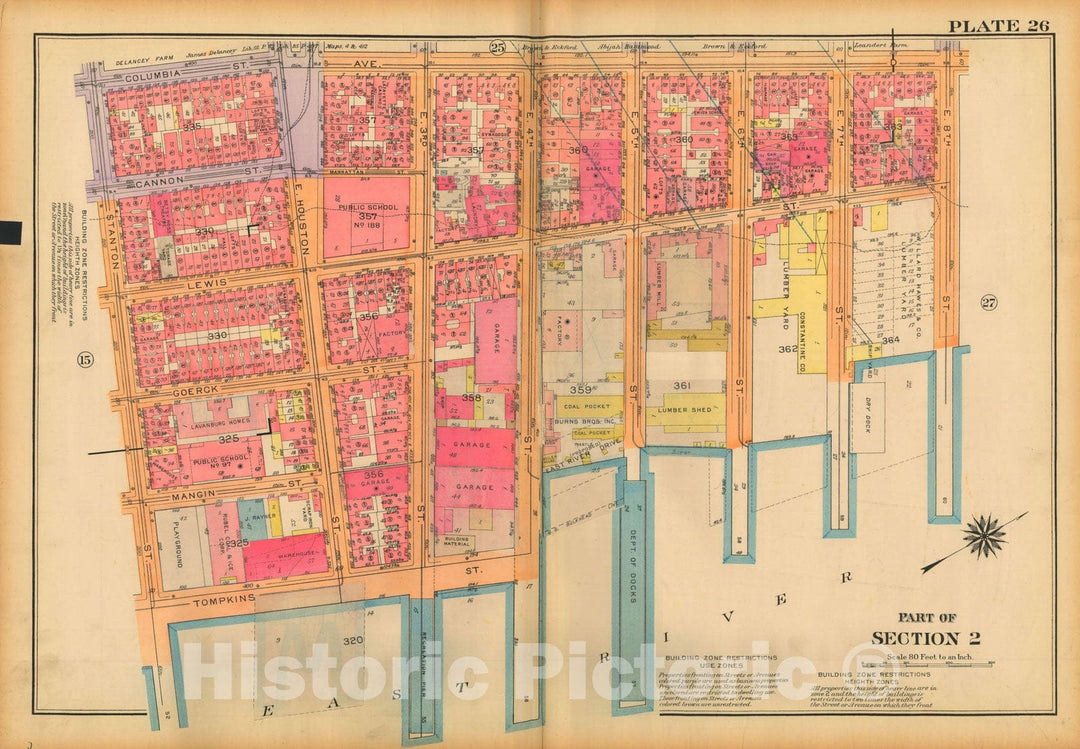 Historic Map : Atlas City of New York, Borough of Manhattan, Volume One, Battery to 14th Street, Manhattan 1922 Plate 026 , Vintage Wall Art