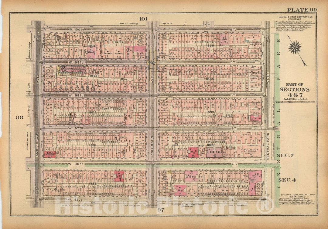 Historic Map : Land Book of the Borough of Manhattan, City of NY, Manhattan 1925 Plate 099 , Vintage Wall Art